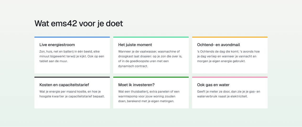 Wat ems42 voor je doet, op de homepage van ems42.
